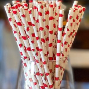 Watermelon Print Paper Straws